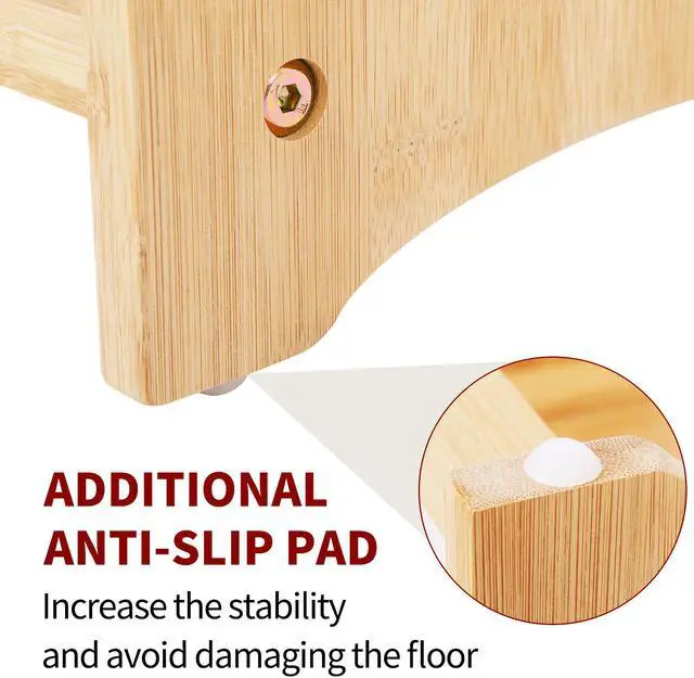 Alt view image 4 of 7 - Raised Pet Bowls for Dogs, Bamboo Elevated Dog Food and Water Bowls Stand Feeder for Large Dogs and Medium Dogs (15'' Tall)