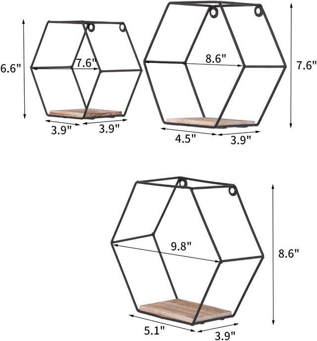 Alt view image 4 of 7 - Hexagon Floating Shelves Wall Mounted Metal Set of 3 Honeycomb Décor for Bedroom ,Living Room,Bathroom, Kitchen , Office