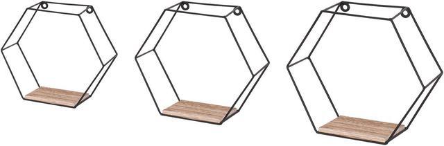 Alt view image 7 of 7 - Hexagon Floating Shelves Wall Mounted Metal Set of 3 Honeycomb Décor for Bedroom ,Living Room,Bathroom, Kitchen , Office