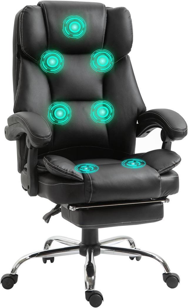 7 Point Massage Office Chair with Footrest and Executive Office Chair,Ergonomic  Office Desk Chair and PU Leather Office Chair,Computer Desk Chair,Adjustable  Height/Tilt (Black) 