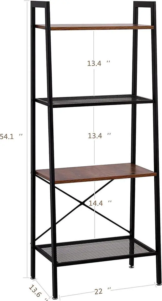 Alt view image 14 of 14 - 4-Shelf Shelves Storage Unit Metal Multipurpose Light Indoor Storage Rack  With Leveling Feet ,Black(22 "x 13.6" x 54 ")