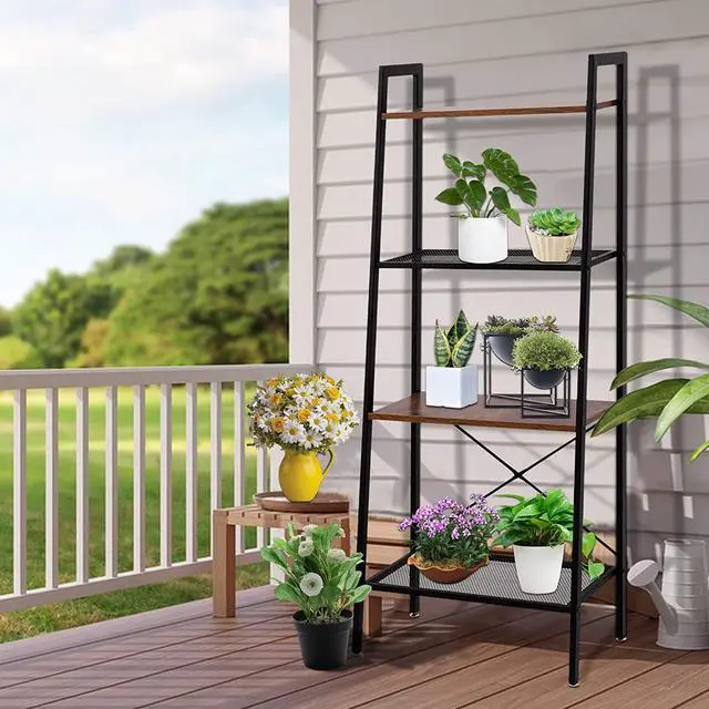 Alt view image 10 of 14 - 4-Shelf Shelves Storage Unit Metal Multipurpose Light Indoor Storage Rack  With Leveling Feet ,Black(22 "x 13.6" x 54 ")