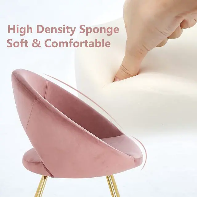 Alt view image 6 of 7 - LUGANG Land Port Xu  Modern Accent Velvet Chairs Living Room Chairs Set of 2, Dining Chairs Single Sofa Comfy Upholstered Arm Chair Mid Century Leisure Lounge Chairs with Golden Legs  Pink