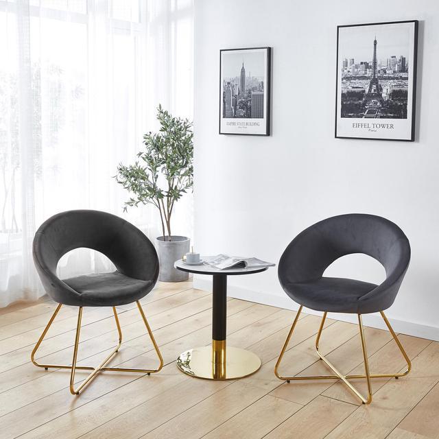 LUGANG Land Port Xu Modern Accent Velvet Chairs Living Room Chairs Set of 2 Dining Chairs