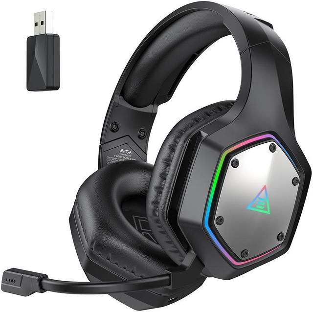 EKSA Wireless Gaming Headset 2.4GHz USB Gaming Headphones with Microphone for PC PS5 PS4 Nintendo Switch 7.1 Surround Sound Gaming Headset RGB Light Ergonomic Design 3.5mm Wired for Xbox Serie Newegg....