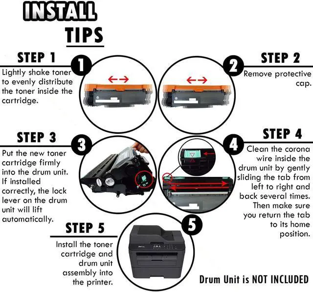 Alt view image 4 of 5 - 2 Inkfirst® Compatible Toner Cartridges TN-630 TN630 TN-660 TN660 Replacement for Brother TN-630 DCP-L2520DW DCP-L2540DW