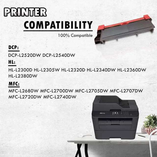 Alt view image 5 of 5 - 2 Inkfirst® Compatible Toner Cartridges TN-630 TN630 TN-660 TN660 Replacement for Brother TN-630 DCP-L2520DW DCP-L2540DW