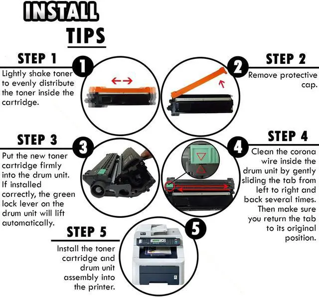 Alt view image 5 of 6 - 1 Set of 4 Inkfirst® Compatible Toner Cartridges TN210 TN-210 Replacement for Brother TN210 MFC-9010CN MFC-9120CN MFC-9320