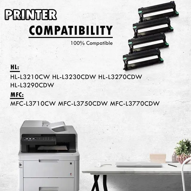 Alt view image 5 of 5 - 1 Set of 4 Inkfirst Compatible Drum Units DR-223CL DR223CL BK/C/M/Y Replacement for Brother DR223 DR-223 HL-L3210CW HL-L3230