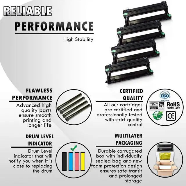 Alt view image 2 of 5 - 1 Set of 4 Inkfirst Compatible Drum Units DR-223CL DR223CL BK/C/M/Y Replacement for Brother DR223 DR-223 HL-L3210CW HL-L3230
