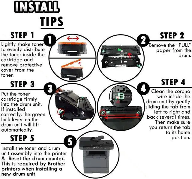 Alt view image 4 of 5 - 2PK Inkfirst® High Yield Compatible Toner Cartridge & Drum Unit TN850 DR820 Replacement for Brother TN-850 DR-820 HL-L5200