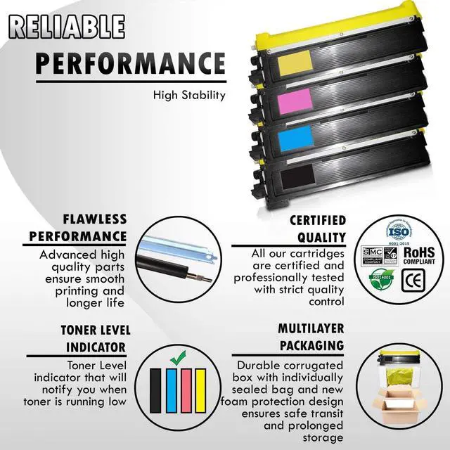 Alt view image 3 of 6 - 1 Set of 4 Inkfirst® Compatible Toner Cartridges TN210 TN-210 Replacement for Brother TN210 MFC-9010CN MFC-9120CN MFC-9320