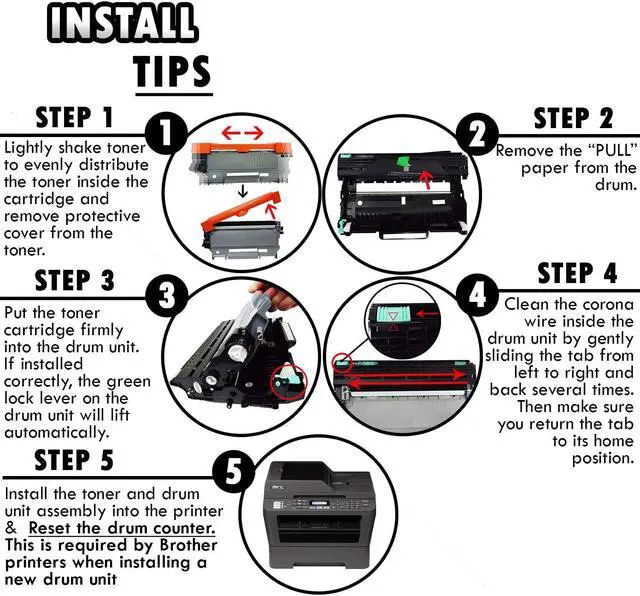 Alt view image 4 of 5 - 3PK Inkfirst® High Yield  Compatible Toner Cartridge & Drum Unit TN-450 DR-420 Replacement for Brother TN450 DR420