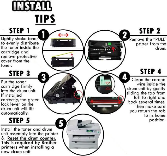 Alt view image 4 of 5 - 2PK- Inkfirst® Compatible Toner Cartridge & Drum Unit TN-350 DR-350 Replacement for Brother TN350 DR350 HL-2030