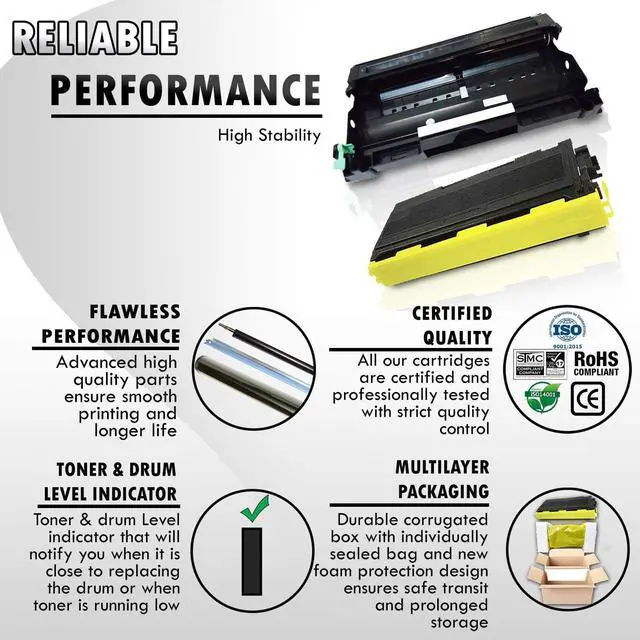 Alt view image 2 of 5 - 2PK- Inkfirst® Compatible Toner Cartridge & Drum Unit TN-350 DR-350 Replacement for Brother TN350 DR350 HL-2030