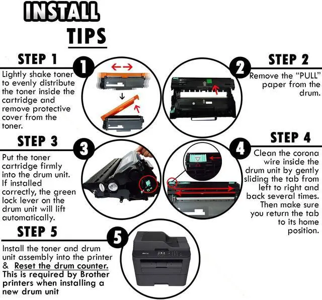 Alt view image 4 of 5 - 4PK-Inkfirst® High Yield Compatible Toner Cartridge Drum Unit TN-660 DR-630 Replacement for Brother TN660 DR630 (3TN+1DR)