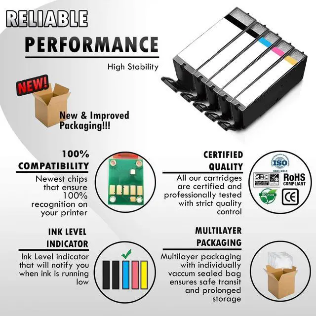 Alt view image 2 of 5 - 4 Set of 5 Inkfirst® Compatible PGI-250XL CLI-251XL PGI-250 CLI-251 Ink Cartridges Replacement for Canon PIXMA MX922 MG5420