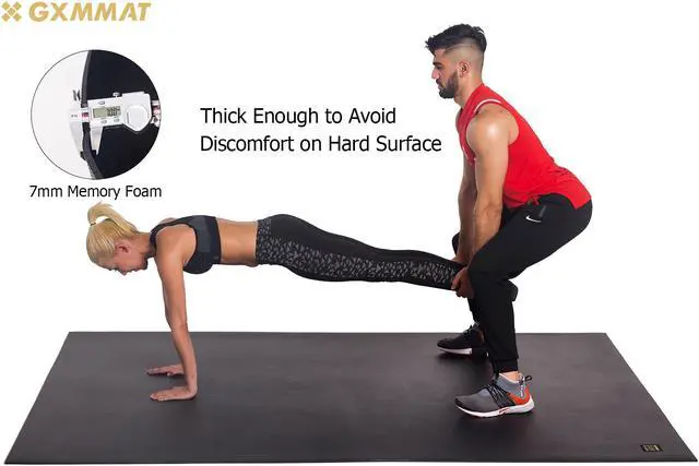 Alt view image 4 of 7 - GXMMAT Large Exercise Mat 6'x5'x7mm, Non-Slip Workout Mats for Home Gym Flooring, Extra Wide and Thick Durable Cardio Mat, High Density, Shoe Friendly, Great for Plyo, MMA, Jump Rope, Stretch, Fitness