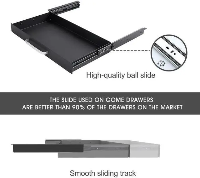 Alt view image 6 of 7 - Large Size Under Desk Slide out Pencil Drawer with Adjustable Space Divider Design for Storing Pencil and Office Accessories, Underdesk Pull out Tray Organizer Mounted for Sit Stand Workstation