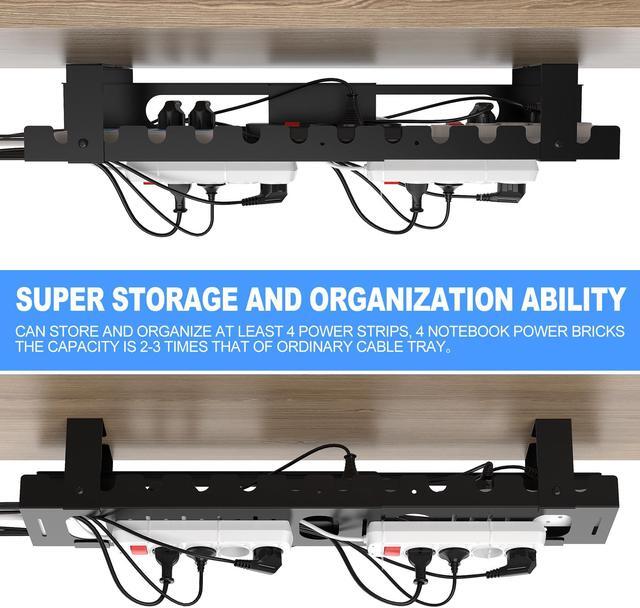 Alt view image 2 of 7 - 2PACKS Cable Management Under Desk Tray Adjustable Large Under Table Cord Wire Organizer for Standing Desk
