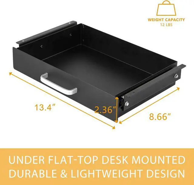 Alt view image 2 of 7 - Under Desk Pull-Out Drawer - Storage Organizer Office Mounted, Easy Slide-Out Pencil Drawer for Saving Space, Under Flat-Top Desk Storage Ideal for Sit-Stand Workstation