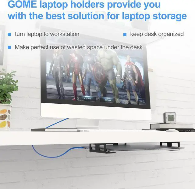 Alt view image 6 of 7 - Under Desk Laptop Mount Metal Bracket with Felt Board to Protect Your Laptop, Under Desk Laptop Tray Holder Desk Shelf with Screws to Enhanced Stability