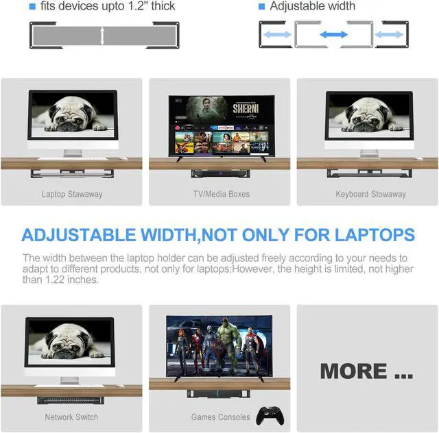 Alt view image 4 of 7 - Under Desk Laptop Mount Metal Bracket with Felt Board to Protect Your Laptop, Under Desk Laptop Tray Holder Desk Shelf with Screws to Enhanced Stability