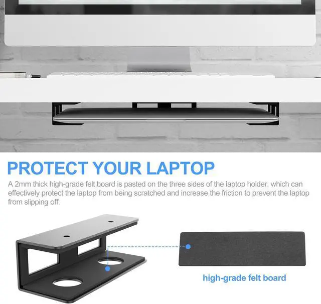 Alt view image 2 of 7 - Under Desk Laptop Mount Metal Bracket with Felt Board to Protect Your Laptop, Under Desk Laptop Tray Holder Desk Shelf with Screws to Enhanced Stability