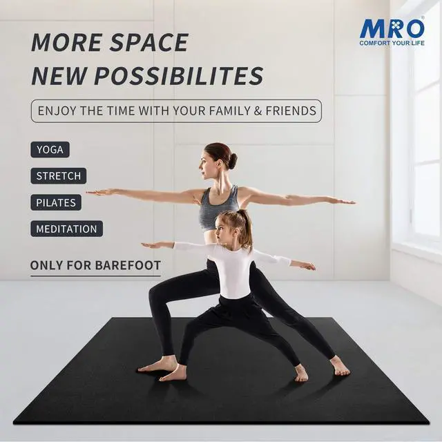 Alt view image 4 of 7 - MRO Premium Large Yoga Mat 9'x6'x9mm, Extra Wide and Thick Exercise Mats for Home Gym Workout, Move Freedom, Non-Slip, Soft for Women and Men Fitness, Barefoot Only,108" x 72"