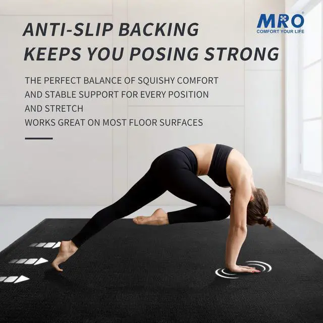 Alt view image 5 of 7 - MRO Premium Large Yoga Mat 9'x6'x9mm, Extra Wide and Thick Exercise Mats for Home Gym Workout, Move Freedom, Non-Slip, Soft for Women and Men Fitness, Barefoot Only,108" x 72"