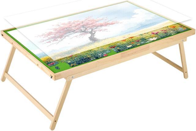 Main image of GXMMAT 2000 Pieces Puzzle Table with Folding Legs, Wooden Jigsaw Puzzle Board with 4 Drawers and Transparent Protective Cover, Portable Puzzle Gift for Adults