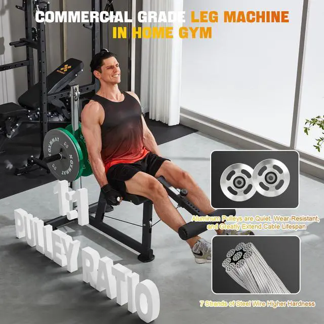 Alt view image 3 of 7 - GXMMAT Leg Extension and Curl Machine - Professional Lower Body Workout Equipment for Home Gym, 400lbs Capacity with Adjustable Backrest & Leg Roller, Compact Design (47.24"x42.13"x16.54")