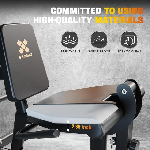Alt view image 6 of 7 - GXMMAT Leg Extension and Curl Machine - Professional Lower Body Workout Equipment for Home Gym, 400lbs Capacity with Adjustable Backrest & Leg Roller, Compact Design (47.24"x42.13"x16.54")