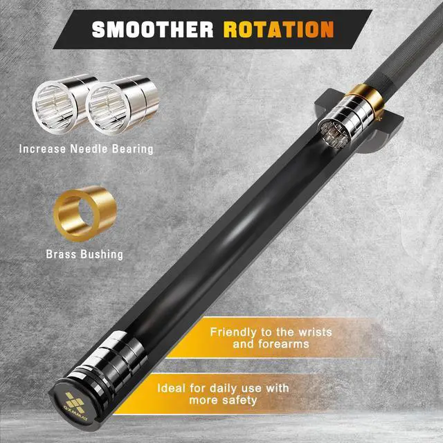 Alt view image 4 of 7 - GXMMAT 7ft Olympic Barbell 45LB, 1500LB Capacity Weight Bar, Weightlifting Bar for Bench Press, Deadlift, Squat, Home Gym Strength Training, 2" Sleeves with Ceramic Coating