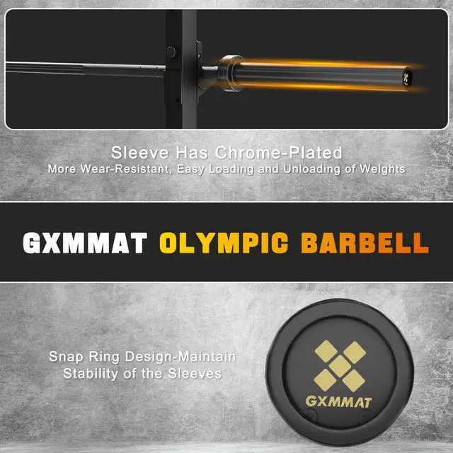 Alt view image 5 of 7 - GXMMAT 7ft Olympic Barbell 45LB, 1500LB Capacity Weight Bar, Weightlifting Bar for Bench Press, Deadlift, Squat, Home Gym Strength Training, 2" Sleeves with Ceramic Coating