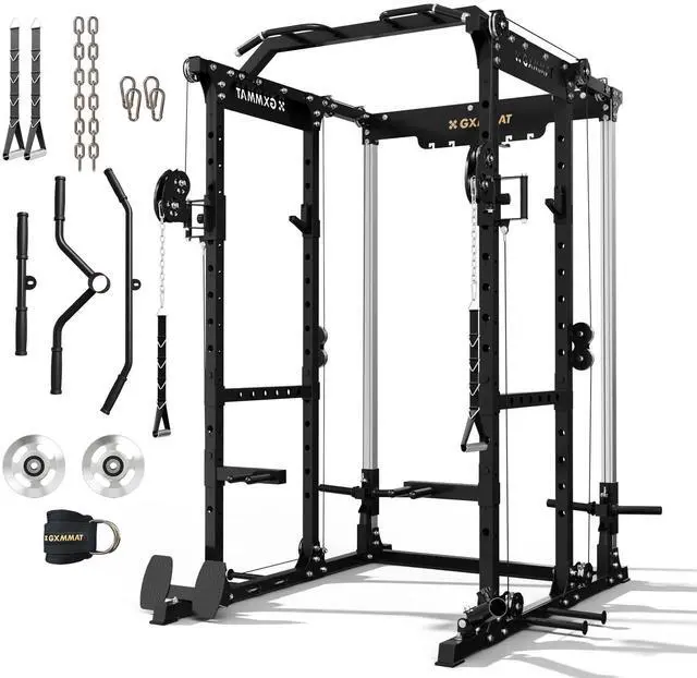 Main image of GXMMAT X6 Power Cage, 2200LB Multi-Function Power Rack with Independent Dual Aluminum Pulley System, Squat Rack for Home Gym Strength Training Equipment, Heavy-Duty Steel Construction
