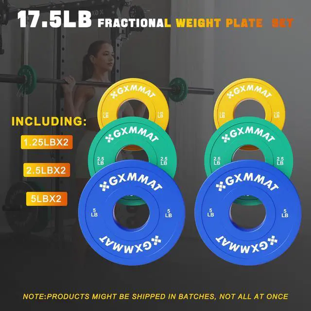 Alt view image 2 of 7 - GXMMAT Olympic Bumper Plate Set, Steel-Core Rubber Coated for 2" Standard Barbells, 1.25/2.5/5lb Color-Coded, Ideal for CrossFit/Powerlifting/Home Gym Training