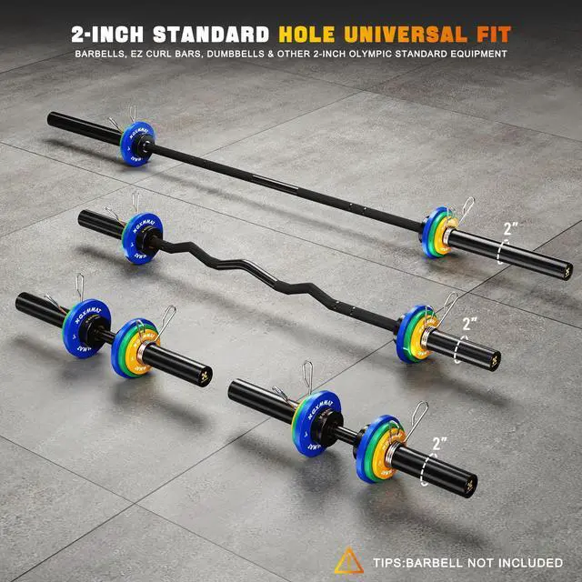 Alt view image 4 of 7 - GXMMAT Olympic Bumper Plate Set, Steel-Core Rubber Coated for 2" Standard Barbells, 1.25/2.5/5lb Color-Coded, Ideal for CrossFit/Powerlifting/Home Gym Training