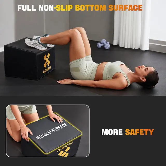 Alt view image 2 of 7 - GXMMAT Hip Thrust Bench, Multi-Functional Hip Thrust Machine with Non-Slip Bottom Surface, Hip Thrust Box at Home Gym for Glute Bridge, Push-Ups, Squat, Ab Exercise, and All Body Workout Equipment