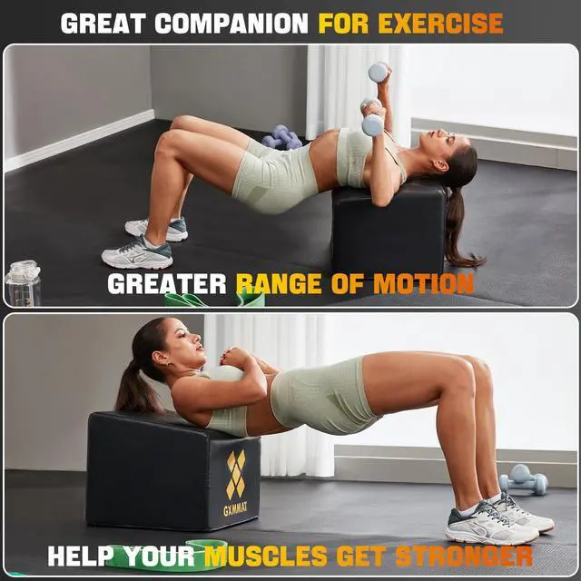 Alt view image 4 of 7 - GXMMAT Hip Thrust Bench, Multi-Functional Hip Thrust Machine with Non-Slip Bottom Surface, Hip Thrust Box at Home Gym for Glute Bridge, Push-Ups, Squat, Ab Exercise, and All Body Workout Equipment