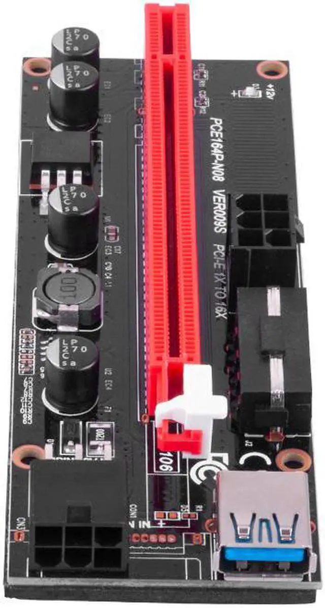 Alt view image 2 of 6 - New PCI-E pcie Riser 009 Express 1X 4x 8x 16x Extender PCI E USB Riser 009S GPU Dual 6Pin Adapter Card SATA 15pin for BTC Miner