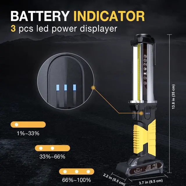 Alt view image 3 of 7 - WARSUN LED Work Light Rechargeable Work Light Portable Flashlight Magnetic 1500 Lumens COB Work Lights Handheld Worklight Outdoors Car Inspection Light