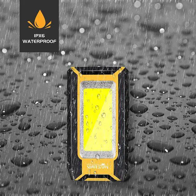 Alt view image 4 of 7 - WARSUN LED Rechargeable Work Light, Portable Magnetic COB Work Lamp, 40w 1500 Lumens,Metal Hanging Hook 3 Lighting Modes, Job Site Lighting for Car Repairing,Camping,Hunting,and Hurricane (Yellow)