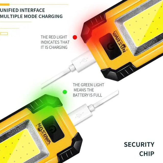 Alt view image 6 of 6 - WARSUN Led Work Lights Rechargeable Magnetic Mechanic Light Portable Worklight for Camping Car Repairing 30w 1200 High Lumens Bright Yellow