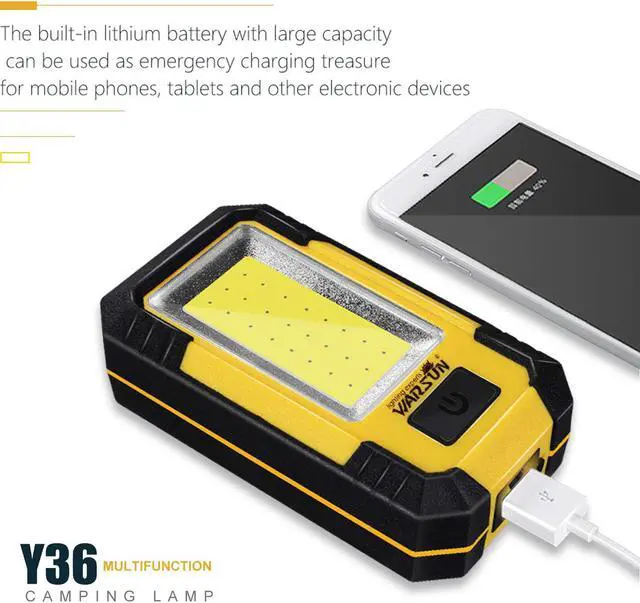 Alt view image 4 of 6 - WARSUN Led Work Lights Rechargeable Magnetic Mechanic Light Portable Worklight for Camping Car Repairing 30w 1200 High Lumens Bright Yellow