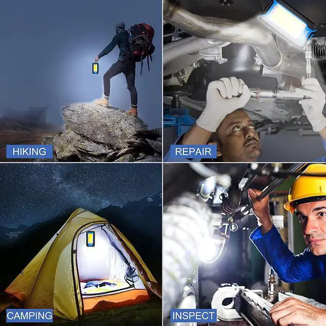 Alt view image 7 of 7 - WARSUN LED Rechargeable Work Light, Portable Magnetic COB Work Lamp, 40w 1500 Lumens,Metal Hanging Hook 3 Lighting Modes, Job Site Lighting for Car Repairing,Camping,Hunting,and Hurricane (Blue)