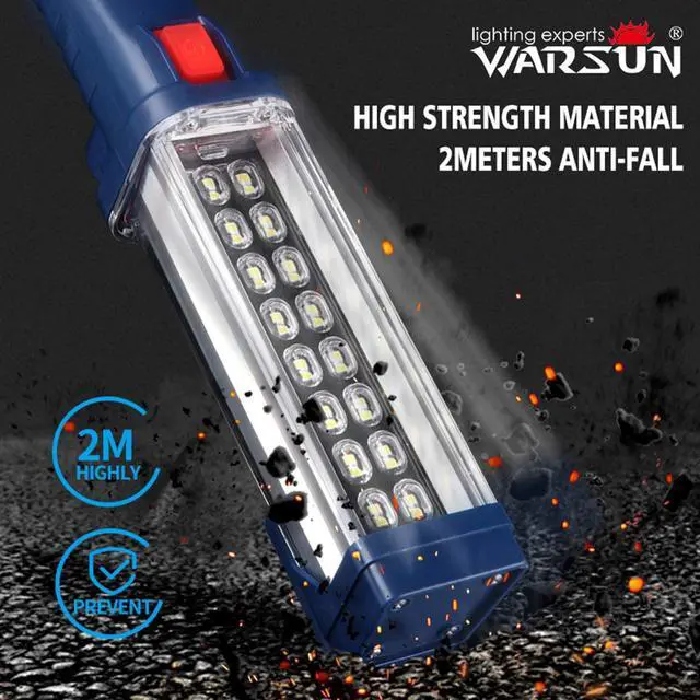 Alt view image 5 of 6 - WARSUN Portable LED Rechargeable Handheld Work Light,Magnetic Base & Hanging Hook, 30W 1200Lumens Super Bright, 5000K, for Car Repairing, Camping, Hiking, Backpacking, Fishing,