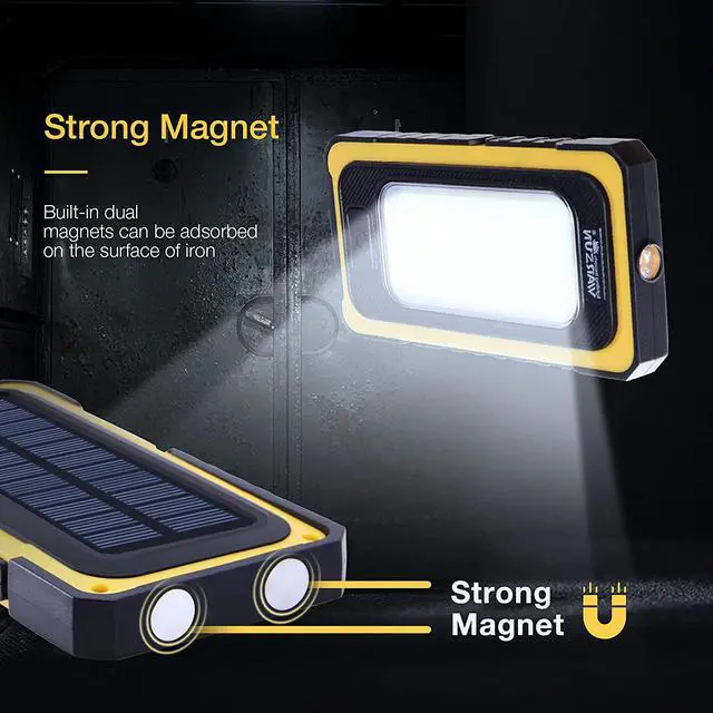 Alt view image 4 of 6 - WARSUN Led Work Light, Rechargeable Work Light,Portable Magnetic Work Light, Waterproof LED Solar Flood Lights for Outdoor Camping Hiking Emergency Car Repairing (USB + Solar Charging, Yellow)