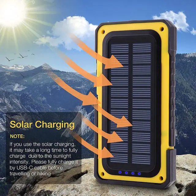 Alt view image 3 of 6 - WARSUN Led Work Light, Rechargeable Work Light,Portable Magnetic Work Light, Waterproof LED Solar Flood Lights for Outdoor Camping Hiking Emergency Car Repairing (USB + Solar Charging, Yellow)