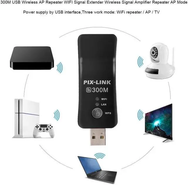 Alt view image 4 of 7 - Universal USB TV WiFi Dongle Adapter 300Mbps Wireless Network Card RJ45 WPS Wifi Repeater for Samsung LG Sony Smart TV